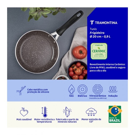 Frigideira 24cm 1,6l Tunis Alumínio Revestimento Interno Cerâmico E Externo Siliconado Rosa Trufado